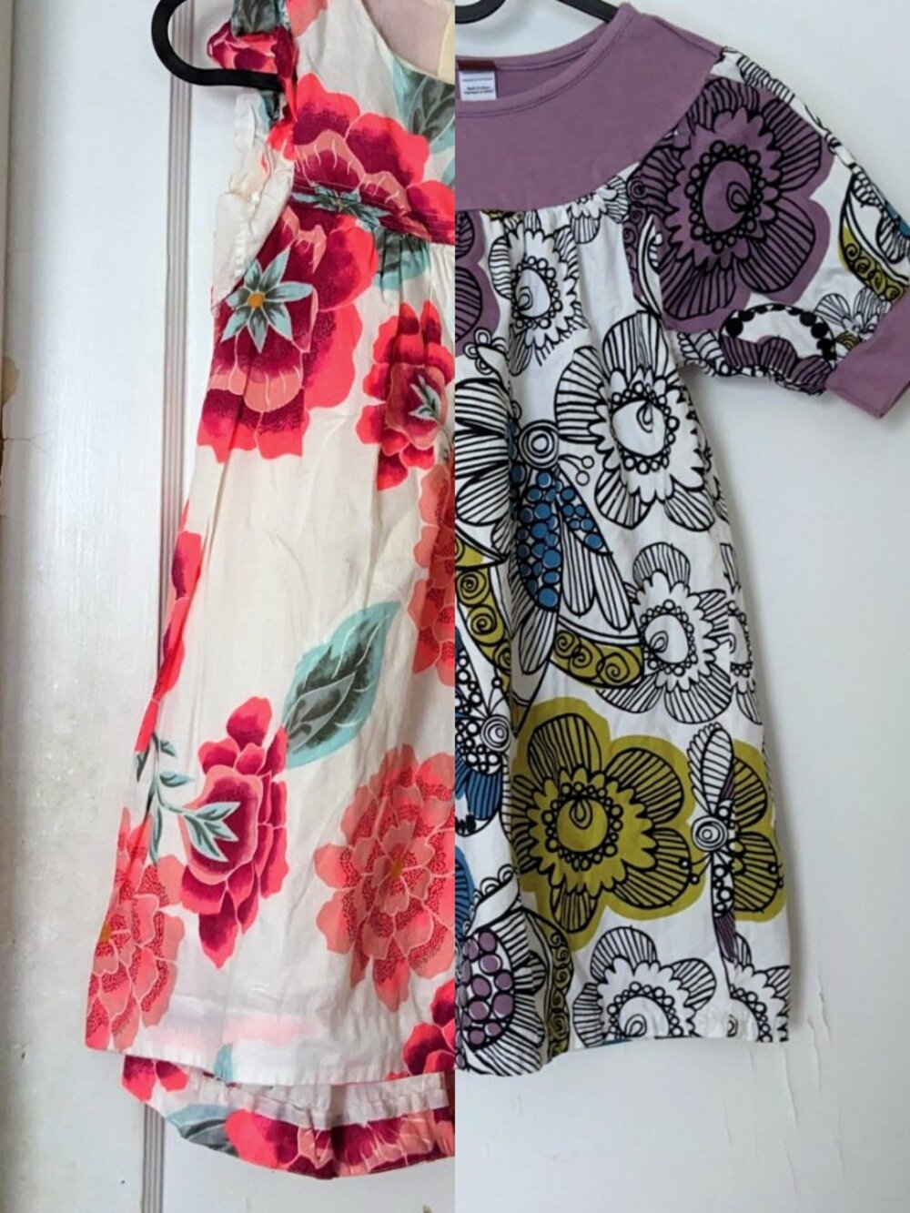 Tea Collection Cotton Dresses Lot of 2 Floral Print White Red Purple Size 6 y